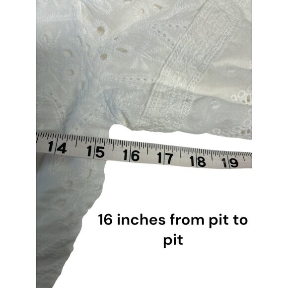 Cottage Core Amable White Eyelet Midi Dress With Puff Sleeves & Cut-Out Detail - Picture 10 of 11